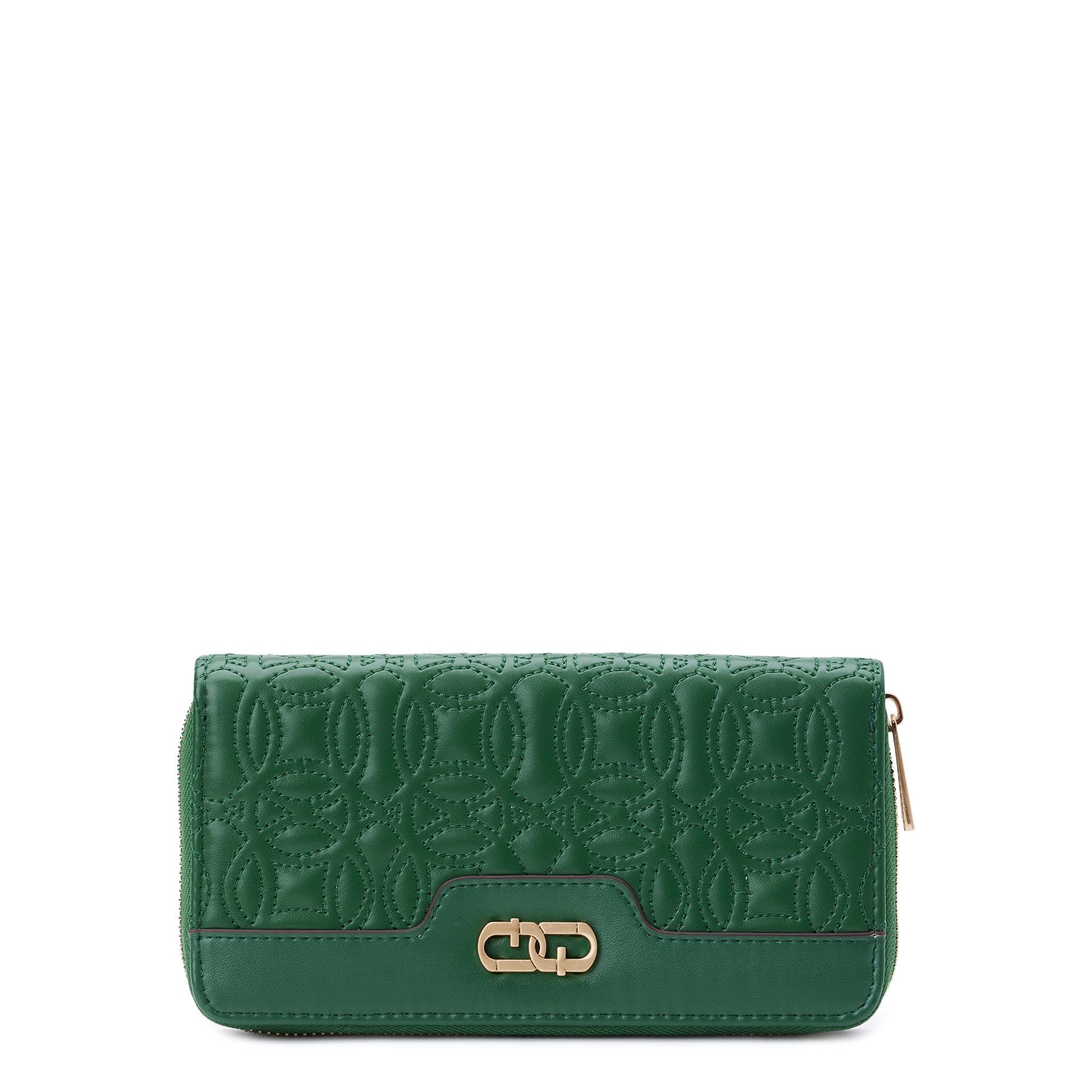 Time and Tru Women's Alex Zip Around Wallet Quilted Green Bead EasyOptionXY LLC