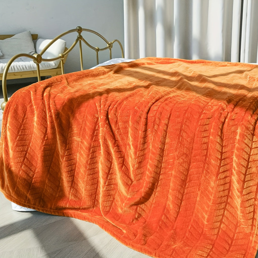 1pc Soft Fleece Throw Blanket, Lightweight Microfiber Chevron Pattern Blanket For Sofa, Couch, Bed - Fluffy Warm Cozy Decorative Blanket