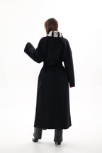 Genuine  French Orylag Fur Italian Cashmere Wool Coat