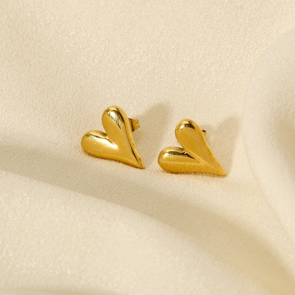 New Titanium Steel Love Heart Earrings Fashion Stainless Steel Pi-Mart