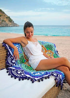 Polygon Printing Tassel Round Bath Towel Yoga Mat Pi-Mart
