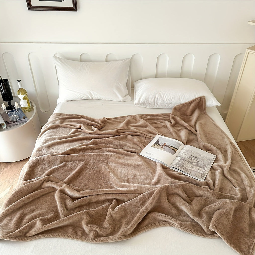 1pc Fleece Flannel Throw Blanket Super Soft Comfy And Cozy Luxury Solid Color Bed Blanket For Couch Portable Travel Blanket Cover Blanket Lootquake LLC