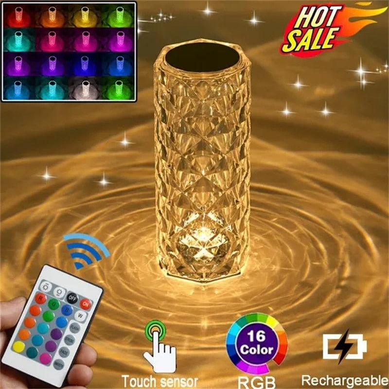 Table Crystal Rose Bedroom Lamp Pi-Mart