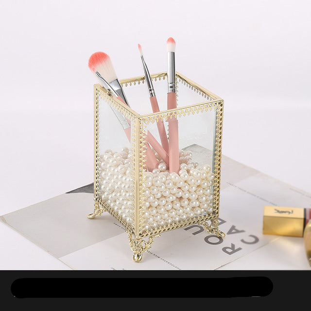 Multi-Cell Makeup Brush Bucket Cosmetic Desktop Storage Box Exquisite And High-End
