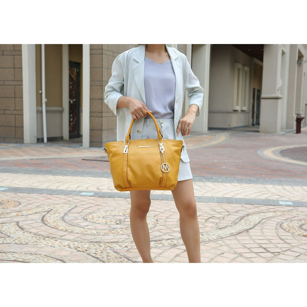 MKF Collection Darielle Vegan Leather Women's Satchel Bag with Wallet by Mia K. 2 Pieces - (Color Pewter) EasyOptionXY LLC