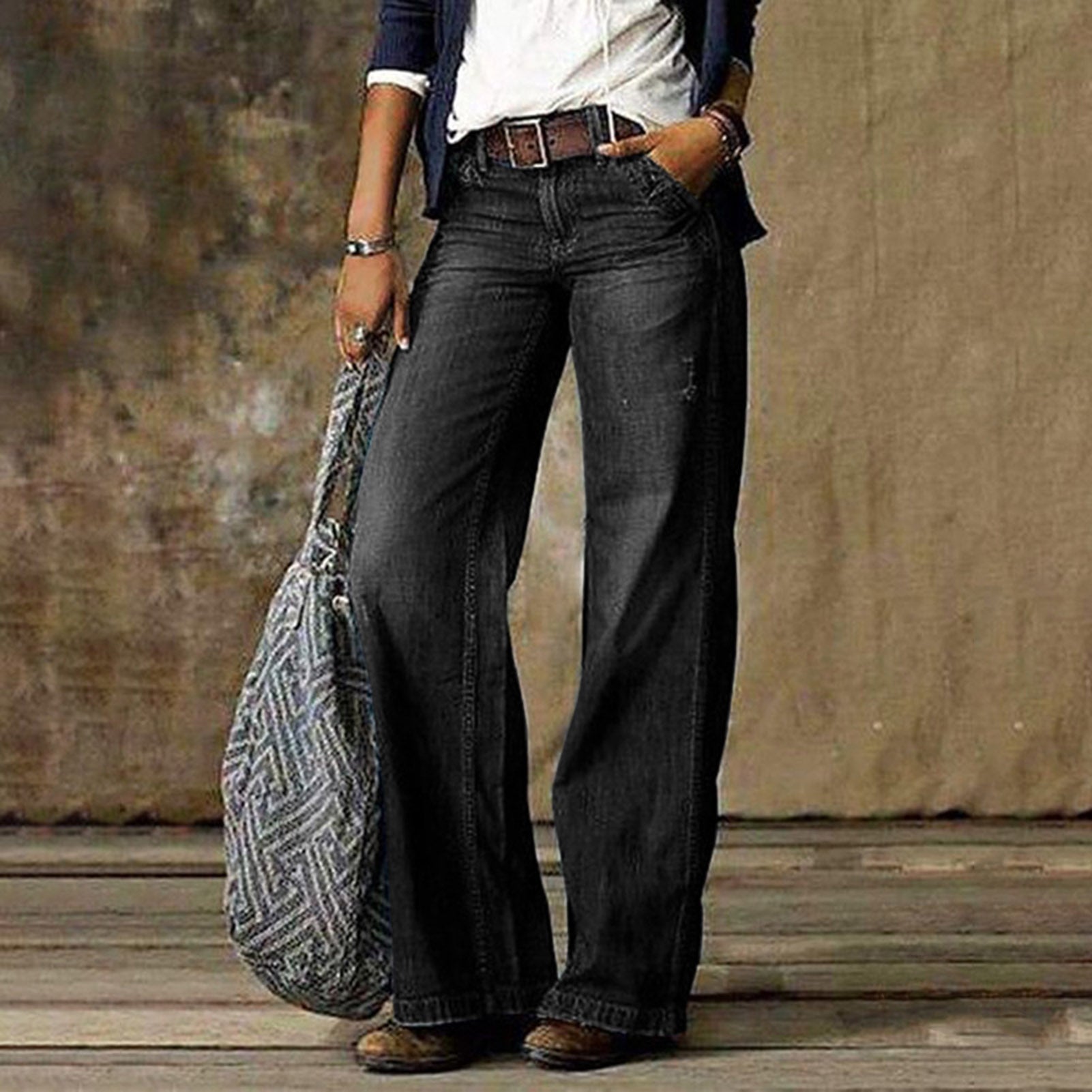Pocket Casual Fashion Straight-Leg Jeans Pi-Mart