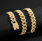 Gold Plated Iced Out Chain for Men and Women Cuban Chain Necklace Pi-Mart