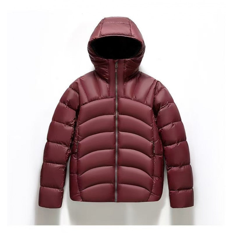 2025 New Unisex Hooded Down Jacket Couple Style Ribbed Pi-Mart