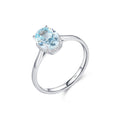 S925 Sterling Silver Light Ocean Blue Diamond-studded Ring Pi-Mart