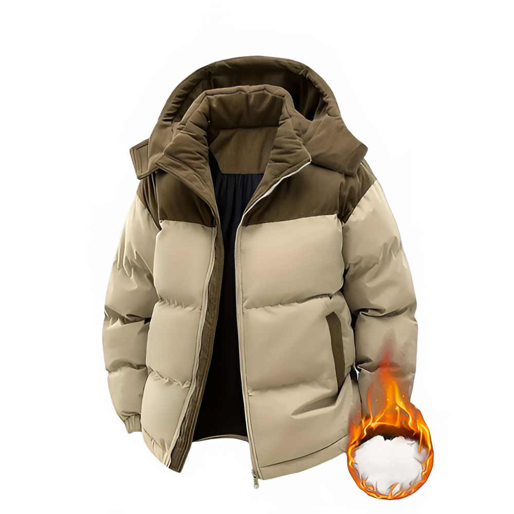 Men'S Heavy-Duty Winter Jacket - Full-Zip Hooded Coat with Zippered Pockets Non-Stretch Fabric for Cold Weather Pi-Mart