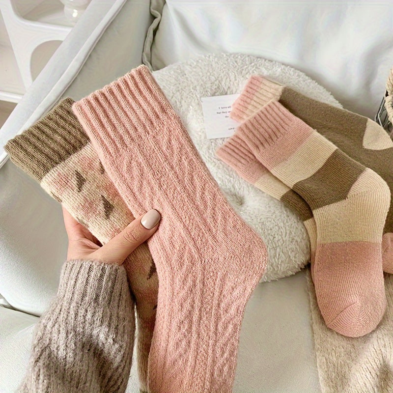 4 Pairs Thickened Socks, Warm & Comfy Terry Mid Tube Socks, Women's Stockings & Hosiery Lootquake LLC