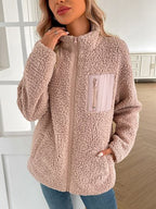Winter Warm Zip Up Long Sleeve Jacket Fuzzy Cozy & Stylish Jacket Cold-Weather Essential Outdoor Jacket Stevvex