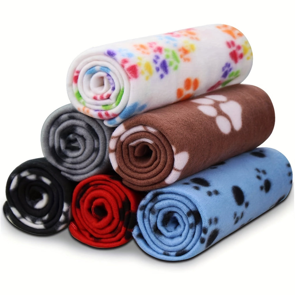 6 pack Cozy 24x28 Inch Paw Print Blanket for Dogs and Cats - Soft and Warm Bed Cover for Ultimate Comfort Christmas Gift Lootquake LLC