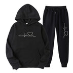 Men's And Women's Fleece-lined Sweater Suit Autumn And Winter Heart Figure Hoodie Lootquake LLC