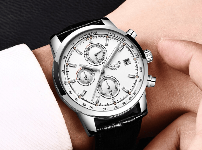 Men's  Waterproof Watch With Chronometers Date Display And Fluorescent Pointers Excellent Look Perfect Gift Stevvex