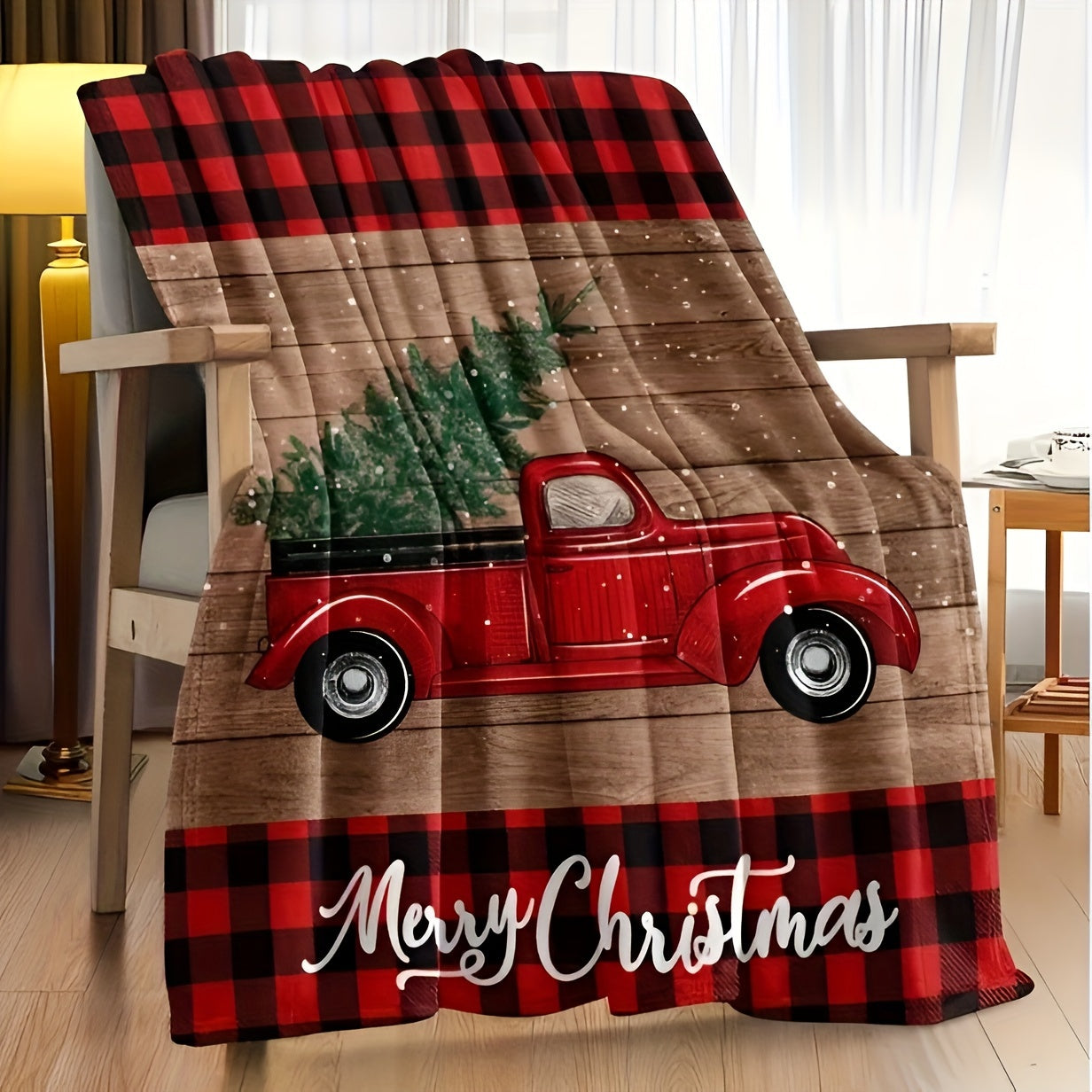 1pc Christmas Throw Blanket - Reindeer and Christmas Trees Printed, Soft, Cozy, Holiday-Themed, Versatile Throw for Couch, Bed, Sofa, Office, Camping, Indoor and Outdoor Use Lootquake LLC