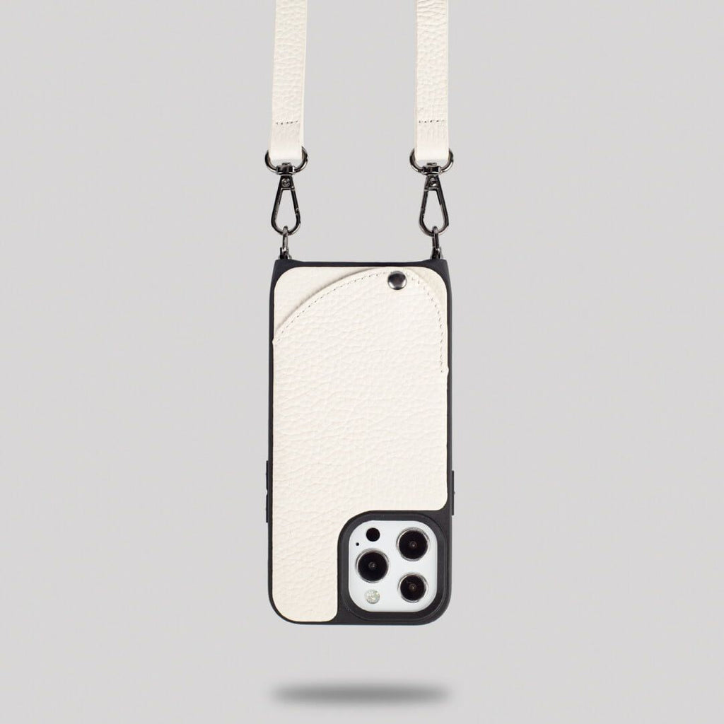 Noemie Napa Crossbody Strap and Wallet Phone Case for iPhone 13 Pro, White/Black EasyOptionXY LLC