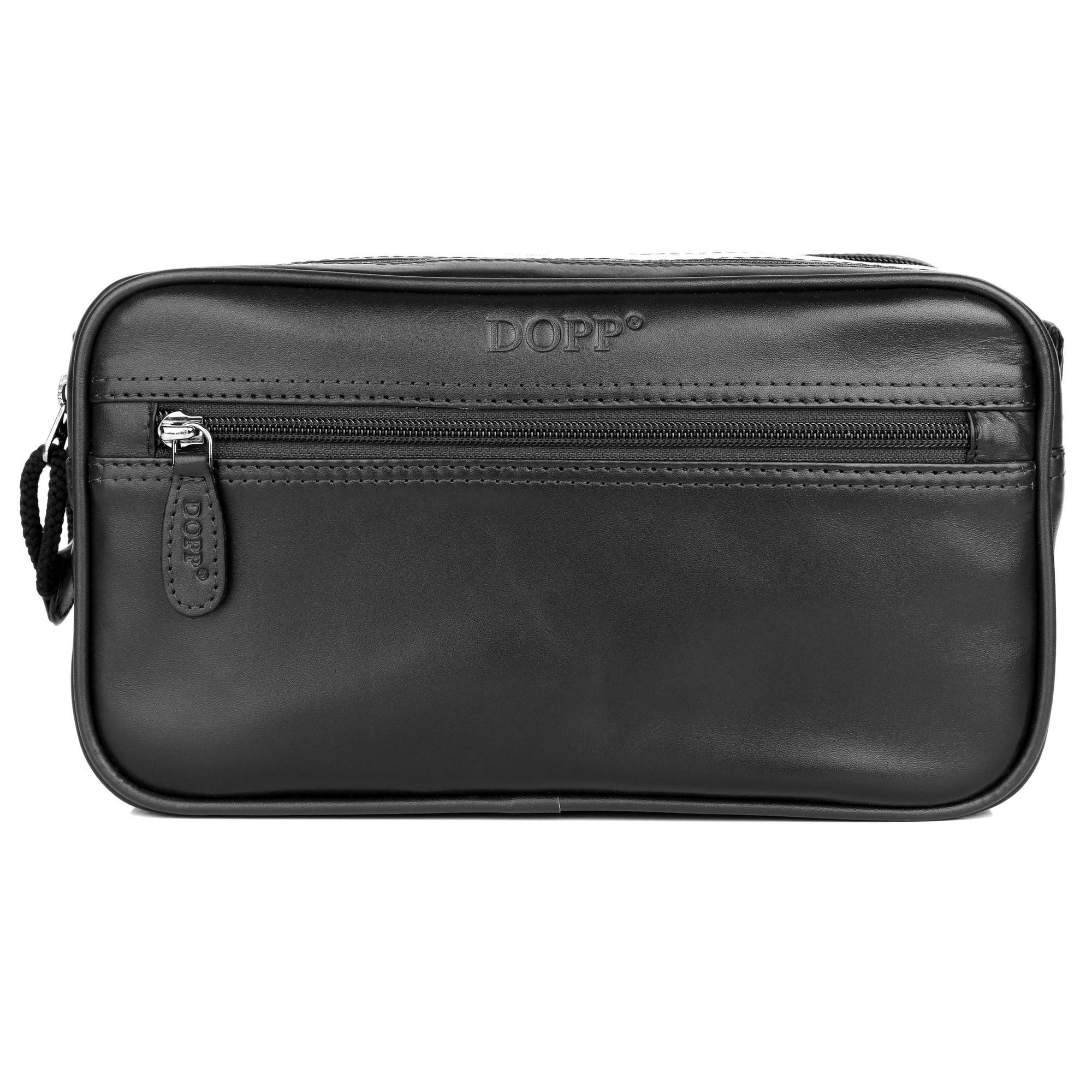 Dopp Men's First Class Seasoned Traveler Soft Sided Multi-Zip Travel Kit Leather, Black EasyOptionXY LLC