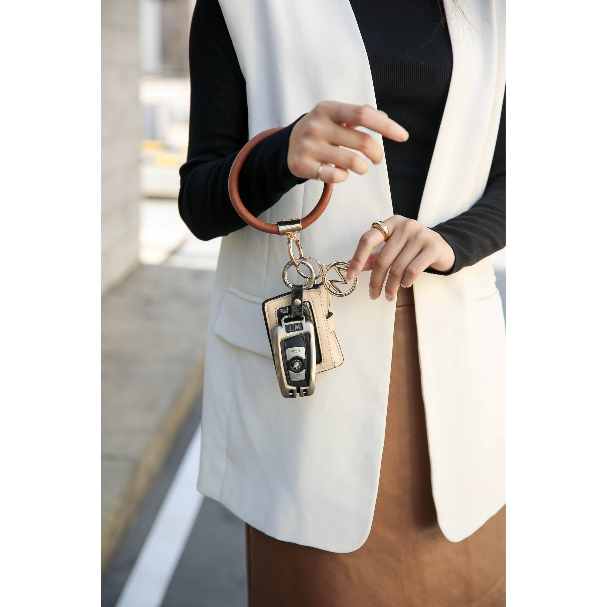 MKF Collection Jaseli Hobo Handbag with Wristlet Key Ring and Card Case ( Color Brown-Beige) EasyOptionXY LLC