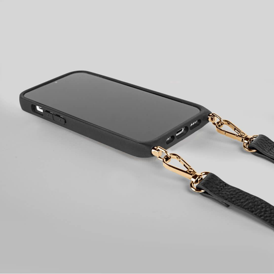 Noemie Napa Crossbody Strap and Wallet Case for iPhone 13 Pro Max, Black/Gold EasyOptionXY LLC