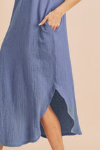 New Round Neck Midi Tank Dress with Pockets for Women – Casual, Comfortable & Functional for Everyday Wear