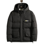 Warm three-dimensional patch pocket padded jacket