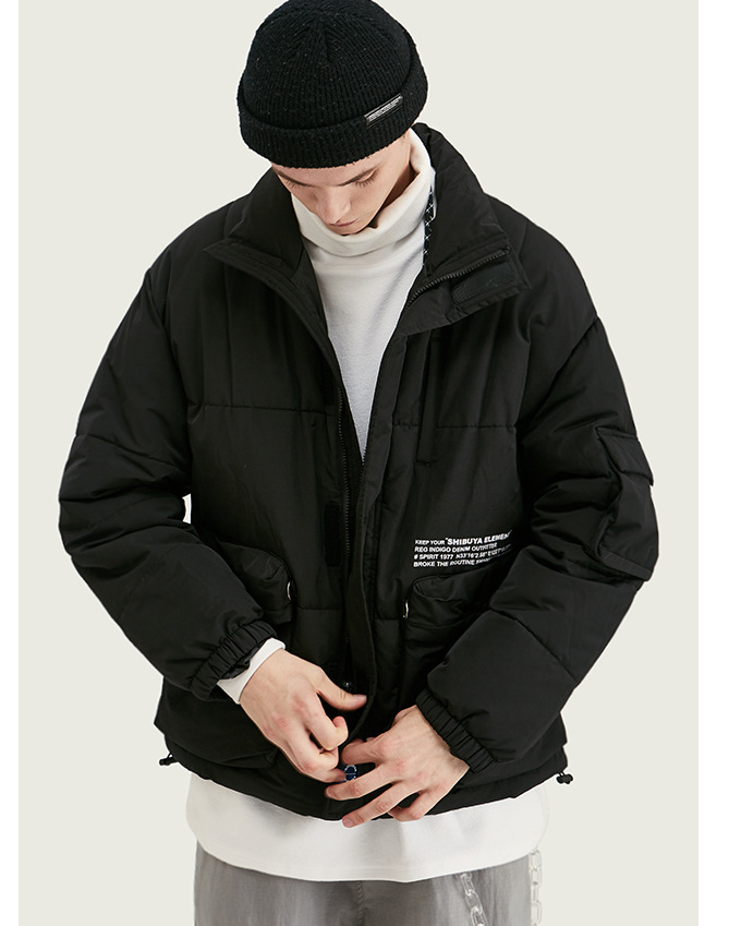 Print thick warm cotton suit men's stand collar cotton coat