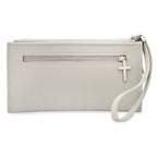 Ladies Cream Lord's Prayer Wristlet with Stainless Steel Cross Charm & Leather Tassel EasyOptionXY LLC