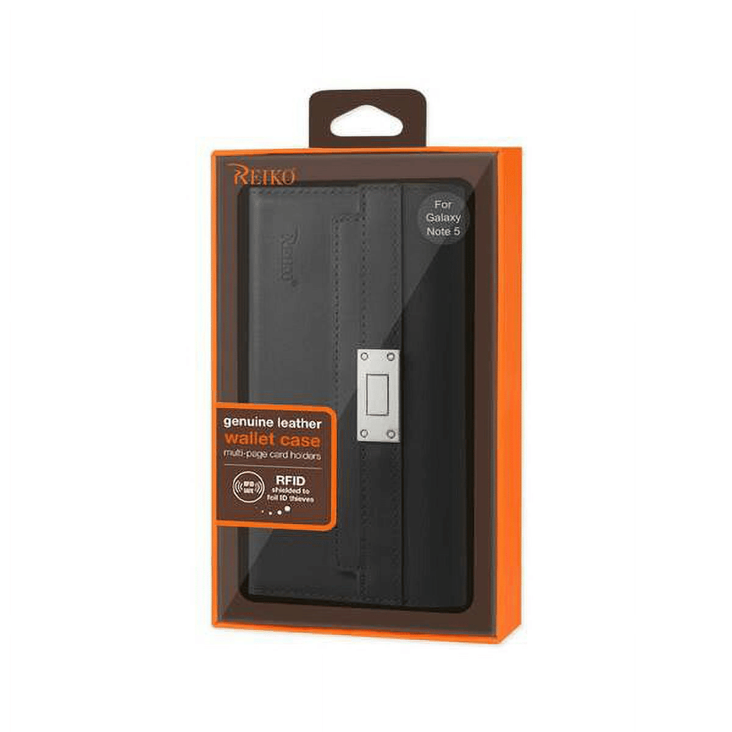 Samsung Galaxy Note 5 Genuine Leather Rfid Wallet Case And Metal Buckle Belt In Black EasyOptionXY LLC
