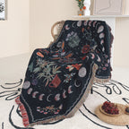 1PC Moon Phase Woven Double Sided Multipurpose Blanket Bohemian Hippie Room Decoration Abstract Geometry Blanket Tassel Woven Blanket Sofa Blanket Outdoor Hiking Backpacking Beach Travel Decorative Blanket Woven Picnic Throw Lootquake LLC