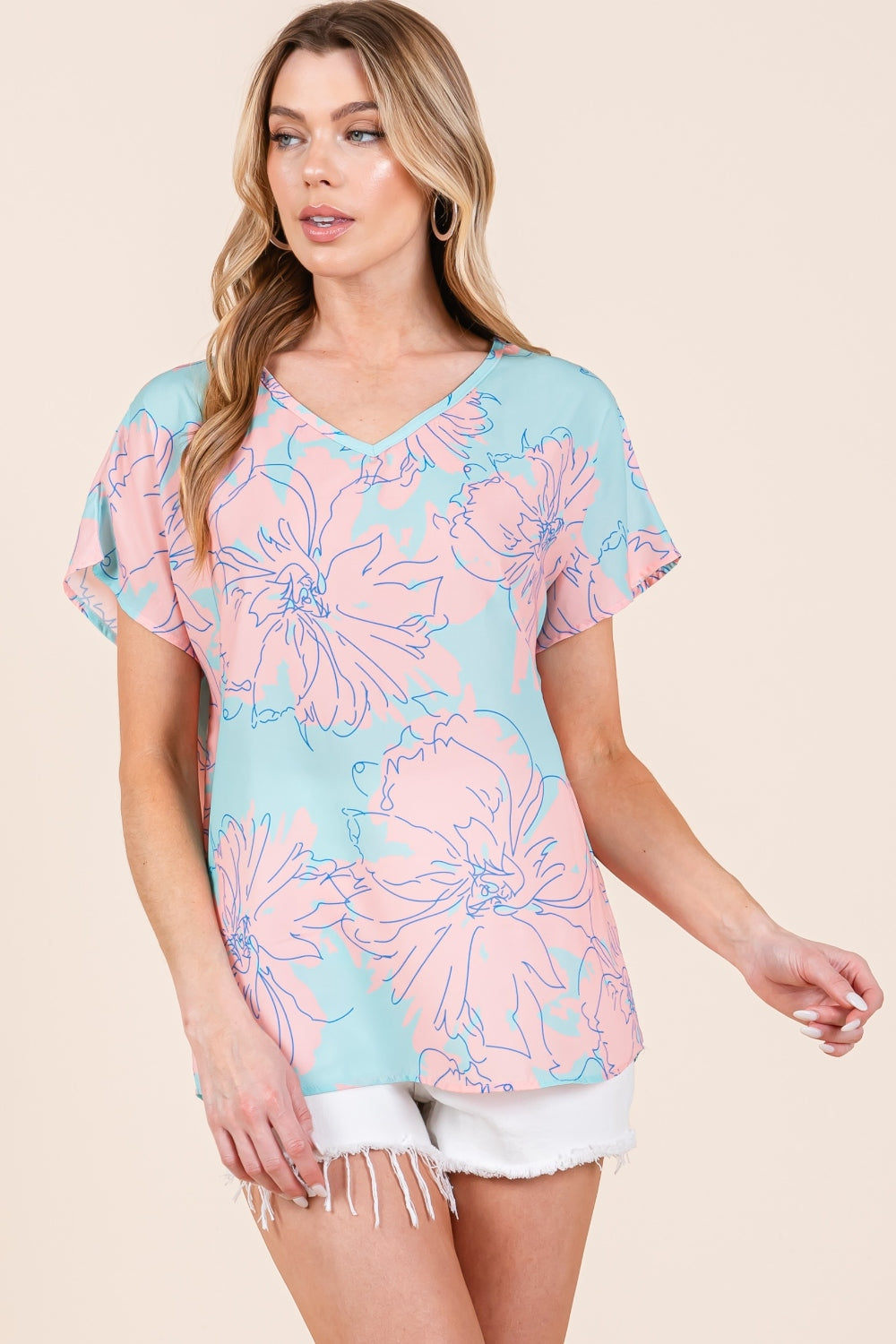 BOMBOM Floral Short Sleeve T-Shirt Lootquake LLC