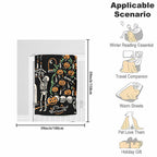 1pc Halloween Blanket Pumpkin Skull Throw Blanket Flannel Fleece Blanket For Women, Men, Fuzzy Plush Lightweight Blanket For Bedroom Couch Sofa Black Lootquake LLC