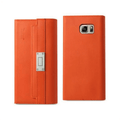 Samsung Galaxy Note 5 Genuine Leather Rfid Wallet Case And Metal Buckle Belt In Tangerine