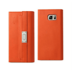Samsung Galaxy Note 5 Genuine Leather Rfid Wallet Case And Metal Buckle Belt In Tangerine