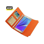 Samsung Galaxy Note 5 Genuine Leather Rfid Wallet Case And Metal Buckle Belt In Tangerine
