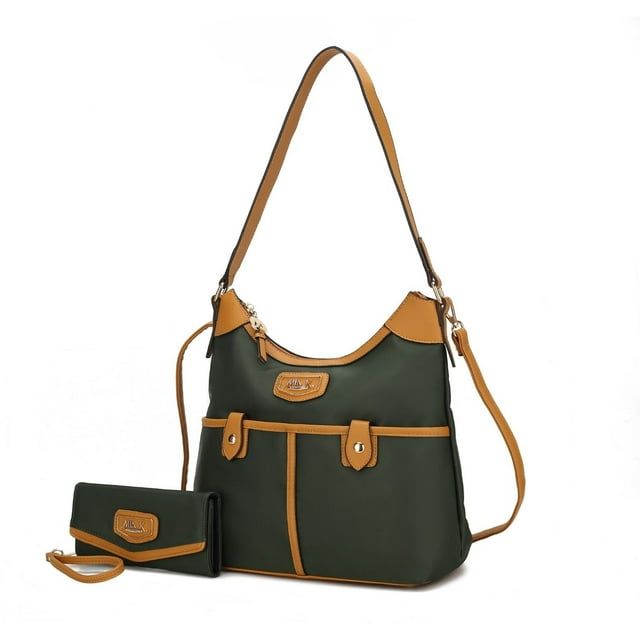 MKF Collection Harper Nylon Hobo Shoulder Handbag with Matching Wallet by Mia K- 2 pieces (Color Coffee) EasyOptionXY LLC