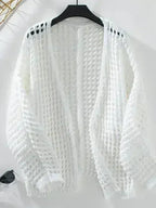 Openwork Open Front Long Sleeve Cardigan - SJB-DIAMOND ELITES