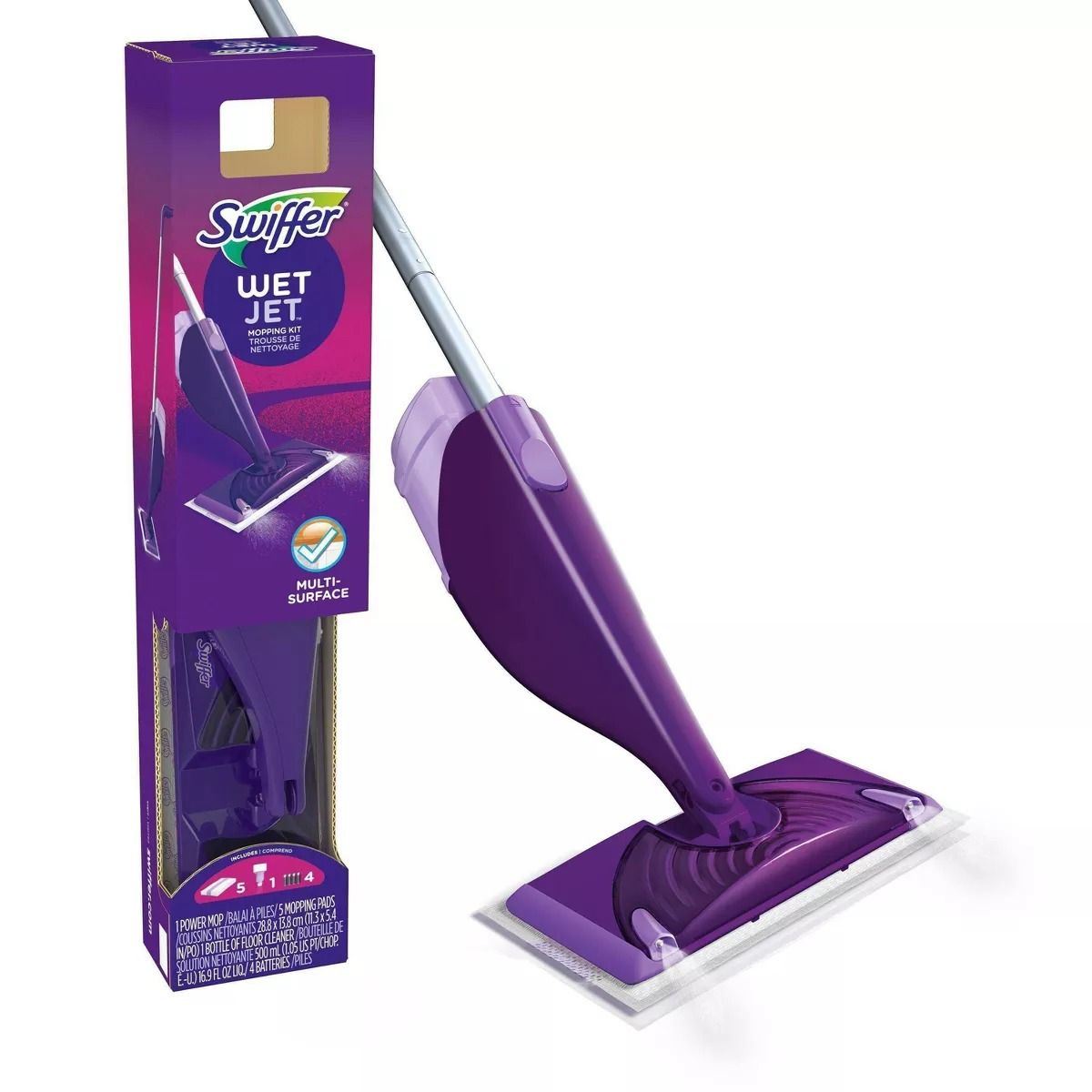 Swiffer WetJet Mop Starter Kit 1 Spray Mop, 5 Mopping Pads, 1 Floor Cleaner Liquid Solution 16.9 oz EasyOptionXY LLC