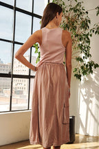 Drawstring Sleeveless Washed Dress For Women – Relaxed, Trendy, Comfortable, Perfect Dress for Casual Wear and Outdoor Adventures
