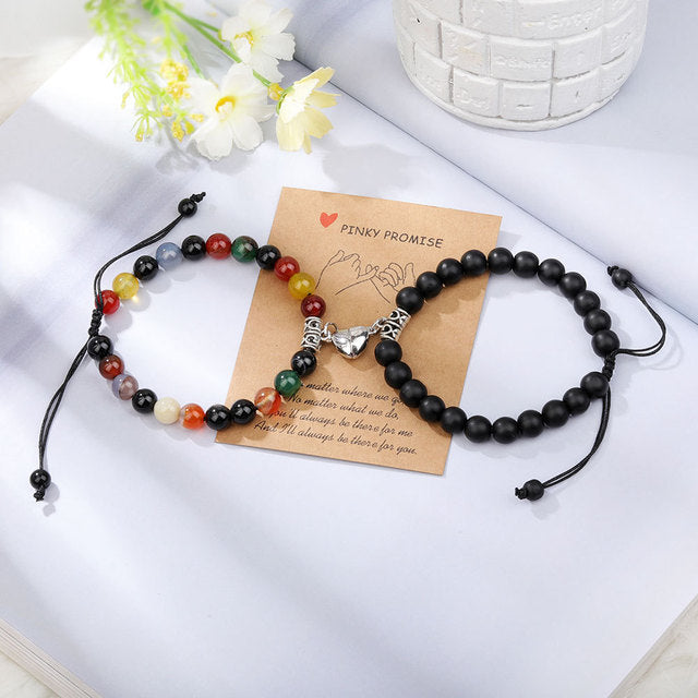 Natural Stone Beads Couple Magnetic Bracelets Pi-Mart