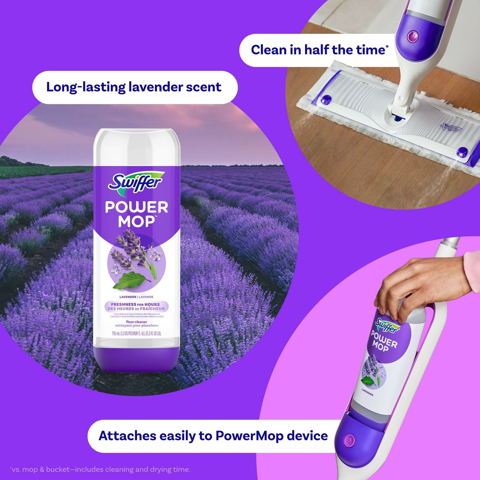 Swiffer Power Mop Liquid Floor Cleaner Solution with Lavender Scent, 25.3 fl oz EasyOptionXY LLC