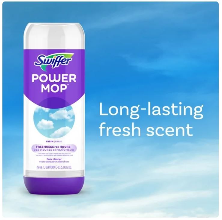 Swiffer Power Mop Liquid Floor Cleaners Solution with Fresh Scent, 25.3 fl oz.