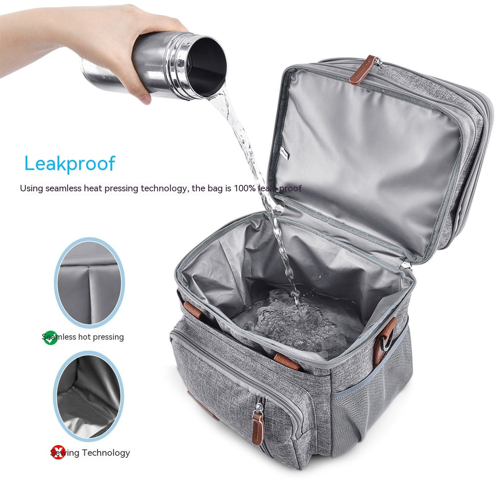 Fresh-keeping And Cold-keeping Double Layer Lunch Bag Stylish And Portable Outdoor