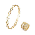 2 In 1 Folding Retractable Rings Bracelet Magic Rhinestone Rings Deformable Bracelet Women Ins Style Adjustable Fashion Jewelry Pi-Mart