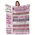 1pc To My Daughter Blanket Creative Text Letter For Daughter Soft Blanket Flannel Blanket For Couch Sofa Office Bed Camping Travel, Multi-purpose Gift Blanket For All Season Lootquake LLC