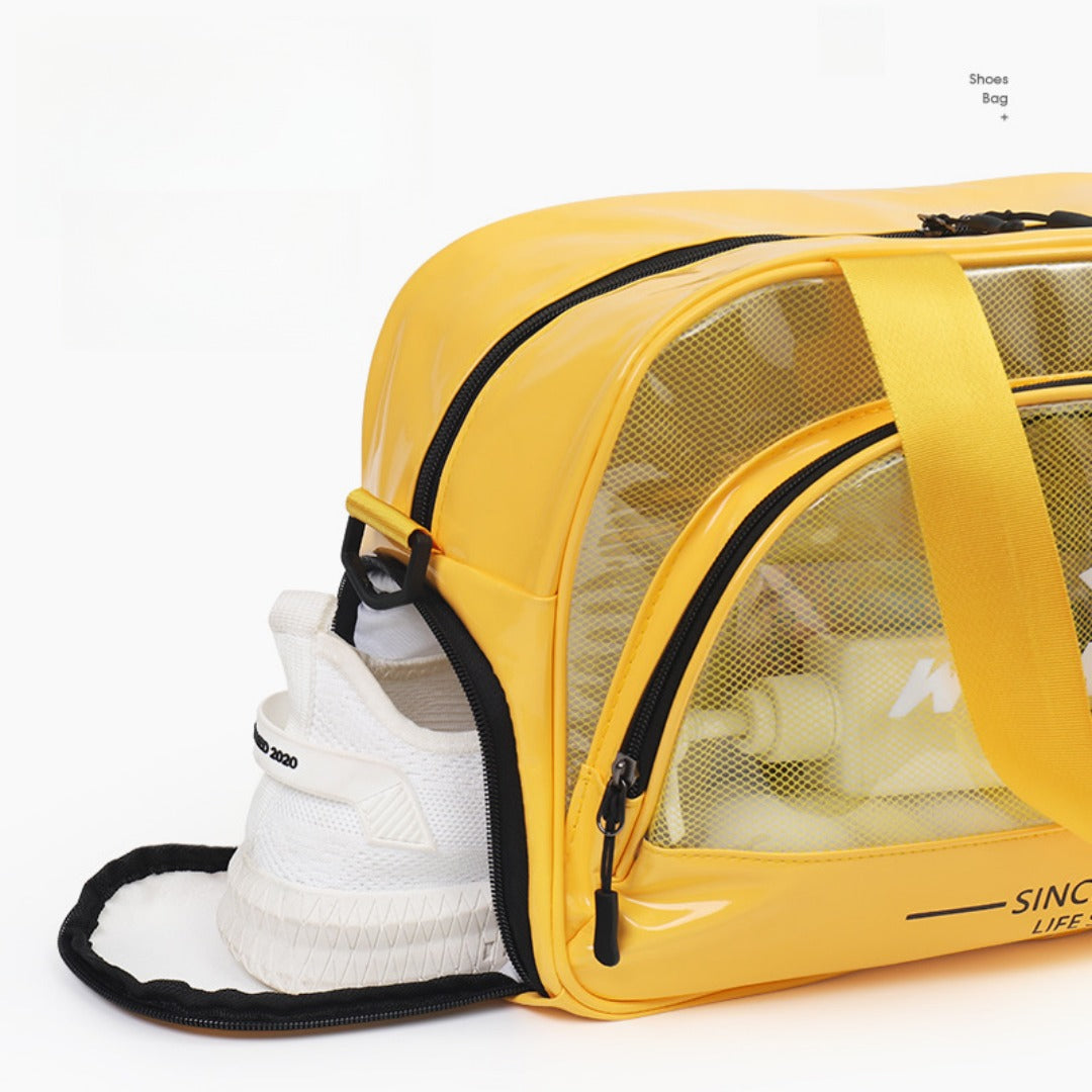 PVC transparent swimming storage bag, wet and dry separation sports beach bag, large capacity fitness bag, Transparent travel tote bag for women - SJB-DIAMOND ELITES
