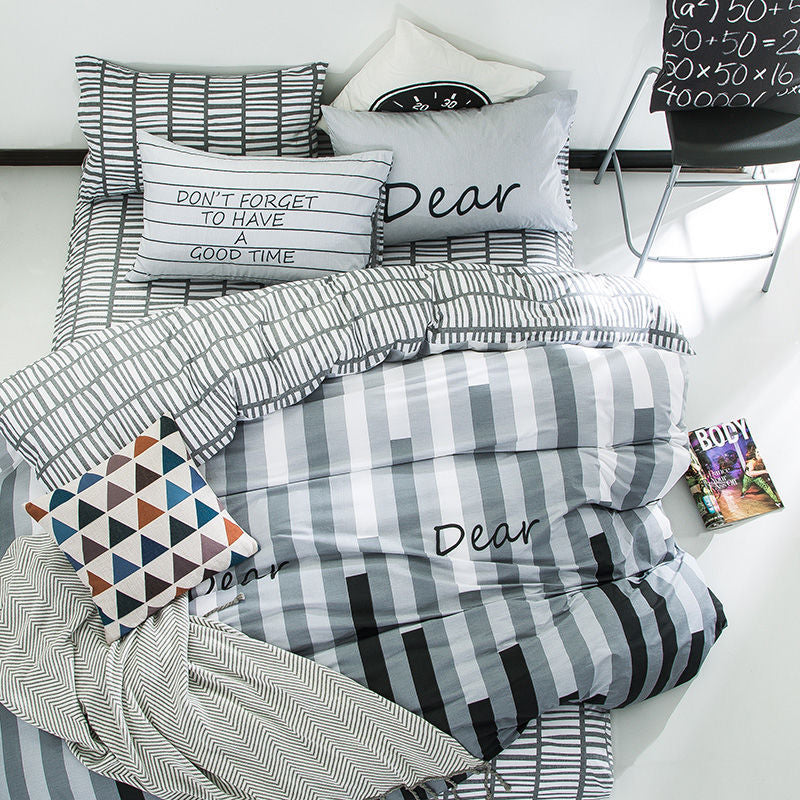 Pure cotton four-piece set cotton bed linen duvet cover single Pi-Mart