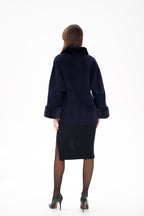 Genuine Mink Fur Virgin Wool Coat - SJB-DIAMOND ELITES