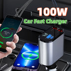 Metal Car Charger 100W Super Fast Charging Car Cigarette Lighter USB And TYPE-C Adapter Pi-Mart