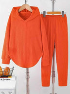 Textured Long Sleeve Hoodie and Pants Set THRIXINE